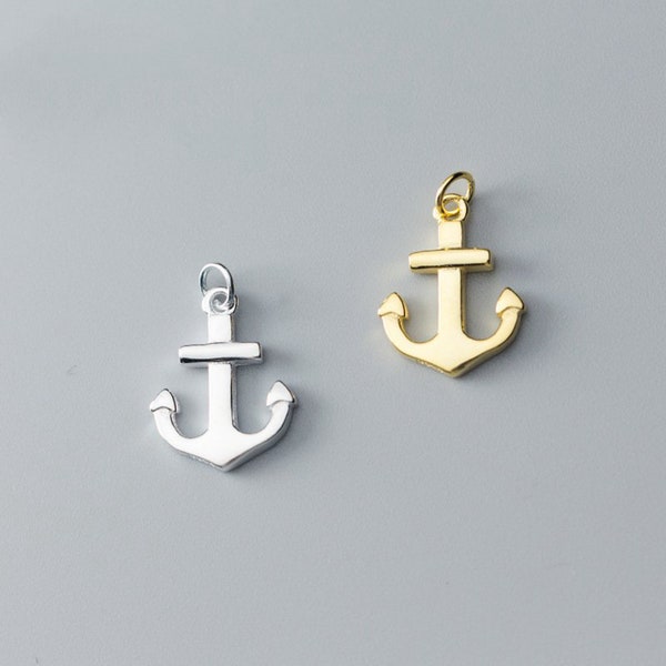 Sterling Silver Anchor Charm Pendant, Nautical Bracelet, Sailor Necklace, Ship Earring, Small Charm, Boating Jewelry, Marine Charm