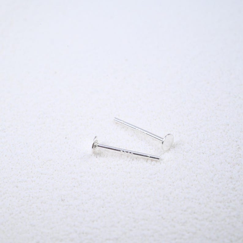 Tiges de boucle d'oreille en argent sterling, coussin plat, composant de boucle d'oreille DIY image 4