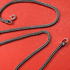 Catena a coda di volpe in argento sterling, catena intrecciata, collana con catena di canapa in argento 925, collana con catena in corda di grano di Bali da 2 mm a 3 mm