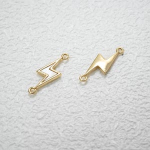 Gold Plated Lightning Charm Pendant, Shell Thunder Connector