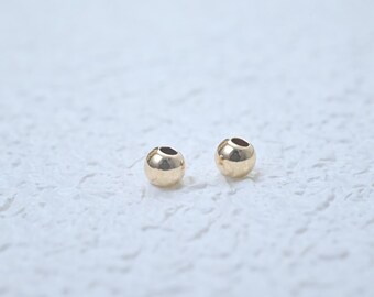 Perles d'espacement rondes lisses en plaqué or 14 carats, perles rondes sans couture de différentes tailles, pour la création de bracelets et colliers (2 mm à 10 mm).
