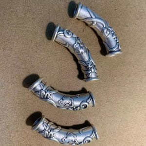 Sterling Silver Flower Noodle Tube Beads, Curve Tube Beads, 999 Silver Floral Tube Beads, s925 Silver 38mm tube, Bracelet Beads DIY