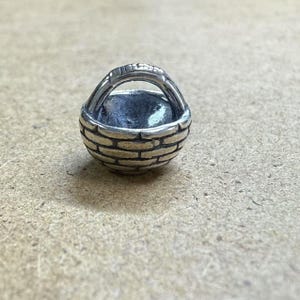 Sterling Silver Basket Charm Pendant, Picnic Bracelet, Weave Necklace, Handbag Earring, Small Charm, Frame Jewelry, Charms In Bulk