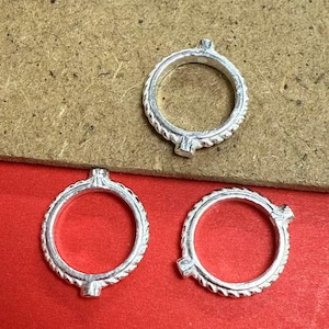 Sterling Silver Twist Round Bead Frames , 925 Silver Circle Bead Frames for Bracelet Necklace Bead 6mm 8mm 10mm, Twist Pearl Bead Frames