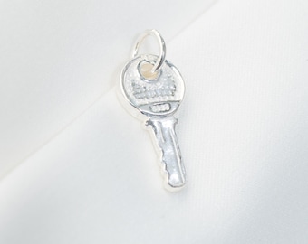 Sterling Silver Small Key Charm, Jewelry Making Supply