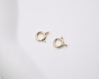 Cierres de anillo de resorte chapados en oro de 14 quilates, para la fabricación de joyas (5 mm-8 mm)