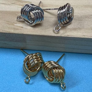 Gold Plated Irregular Stud Earrings, Knotting Earrings, Designer Earring Stud, Rope Earrings, Knot Earrings, Minimalist Earrings 16.3*12mm
