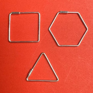 Pendientes de aro geométricos de plata de ley, triángulo, cuadrado, hexágono