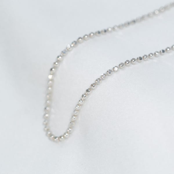 Sterling Silver Cube Bead Chain, Adjustable Collarbone Necklace (45cm)