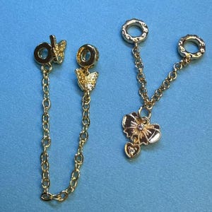 18K Gold Plated Bowknot Safety Chain, Butterfly Connector, Rolo Chain