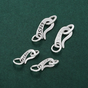 Sterling Silver S Clasp, Sterling S Clasps, 925 Silver S Clasps, Sterling Hook Clasp, Sterling Clasp Connector, Hook Clasp w/ Rings