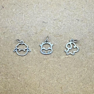 1pc 925 sterling silver Twelve Zodiac charm, Rat, ox, tiger, rabbit, dragon, snake, horse, sheep, monkey, rooster, dog, pig silver charm
