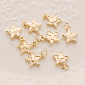 Pendentif étoile en laiton plaqué or 14 carats, bracelet céleste, collier nuit étoilée, boucle d'oreille ciel, bijoux carte du monde, breloque pentagramme