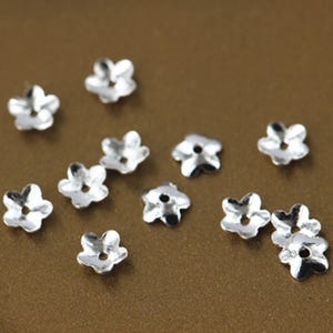Sterling Silver Flower Bead Caps, S925 Blossom Smooth Bead Caps, Floral Bead Caps, Spacer Beads Caps, Necklace / Bracelet Beads 9mm