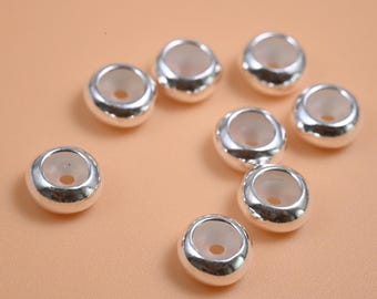10 perline in argento sterling con inserti in silicone da 3 mm, 4 mm, 5 mm