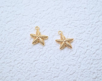 18K Gold Plated Sea Charms, Starfish, Shell, Seahorse Copper Pendants