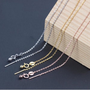Sterling Silver Cable Chain Gold Plated with Stopper Silicone Bead, 925 Silver Chain, unfinished Necklace Chain, Jewelry Making 18"