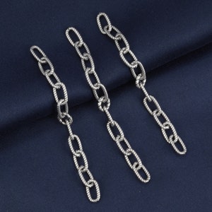 Sterling Silver Twist Cable Extension Chains, 925 Silver Cable Chain Extenders, Necklace Extender Chains, Cable Extension 75mm