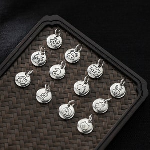 Sterling Silver Twelve Zodiac Charm Pendant, Rat Bracelet, Ox Necklace,Tiger，Rabbit，Dragon，Snake，Horse，Sheep，Monkey， Rooster，Dog，Pig Jewelry