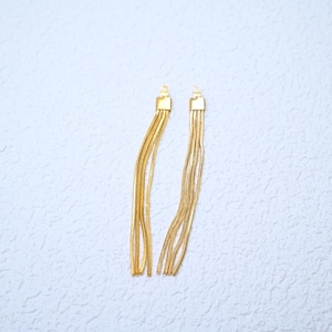 14K Gold Plated Snake Chain Earring Tassels, Dangle Charms