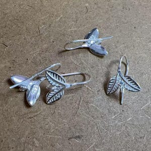 Sterling Silver Leaf Earring Hooks, Leaf Ear Wire Hooks, Silver Leaves Earring Hooks, Earwire Hook with Open Ring, Loop Earring