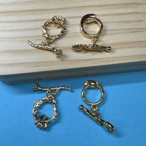 18K Gold Plated Rose Flower Toggle Clasps, Gold Tone Round Toggle Clasp, Bracelet Clasp, Necklace Clasp, Round Circle Flower Clasp