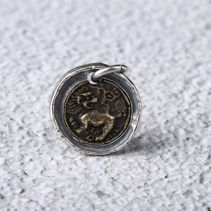 Sterling Silver Lion Charm Pendant, Safari Bracelet, Jungle Necklace, Fierce Earring, Small Charm, Animals Jewelry, Round Charm