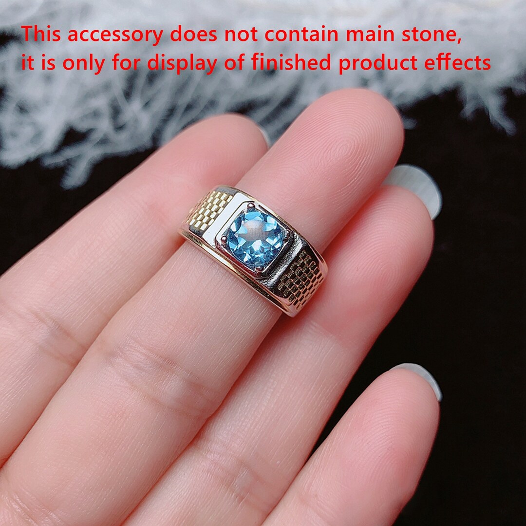 CHOOSE YOUR COLOR Sterling Silver Round Ring - .925 Solid Silver Simple Band, Natural Gemstone Option - View #6
