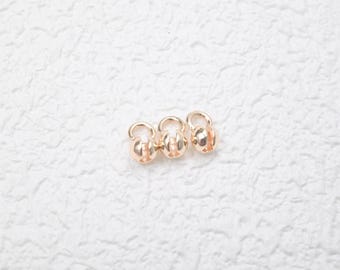 14K Gold Plated Crimp Cover Bead, Clam Shell Bead Tip