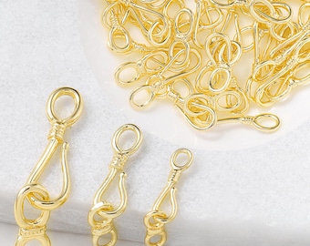 14K Gold Plated Hook and Eye Clasp, Necklace and Bracelet Connector