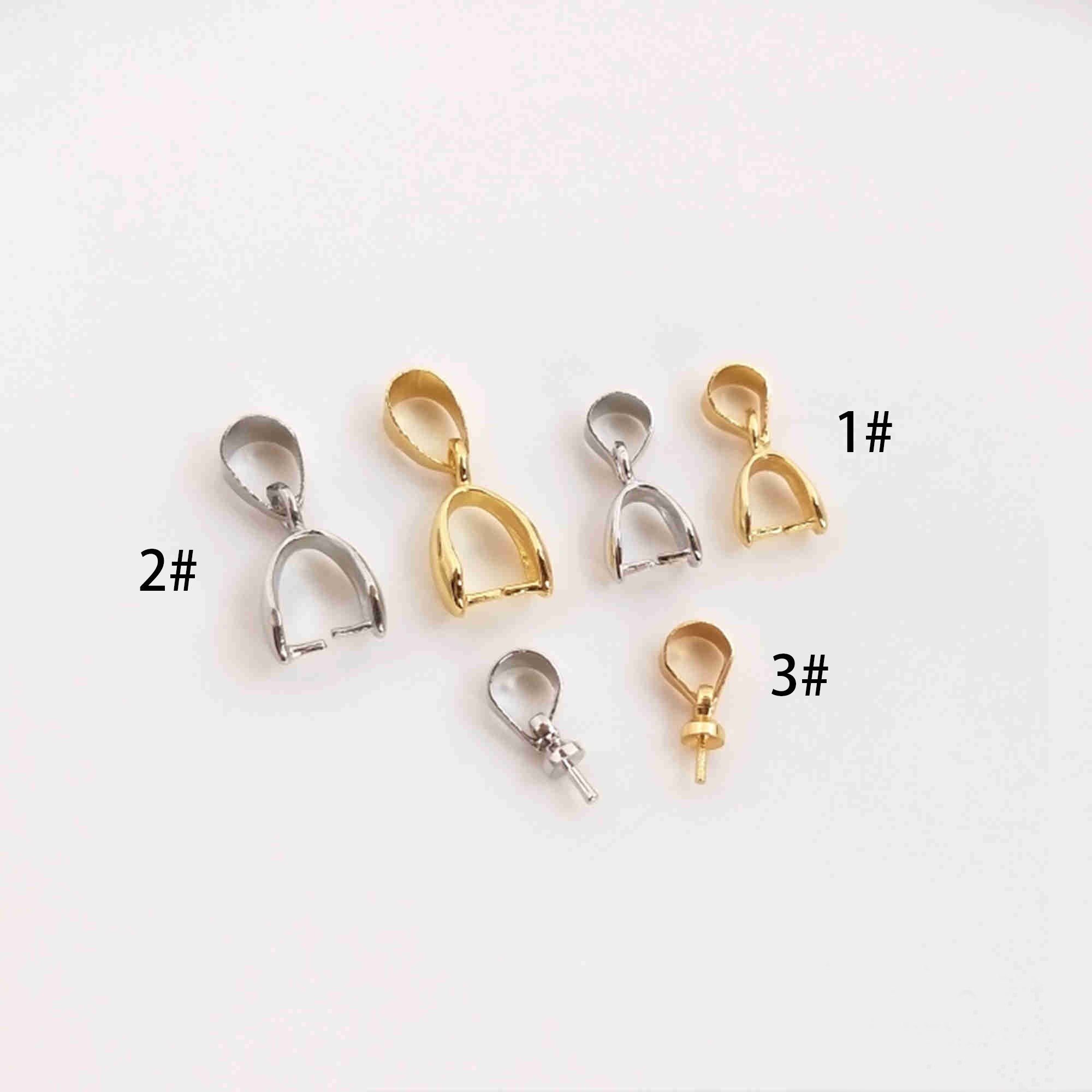 18K Gold Plated Brass Metal Smooth Pendant Bail For Necklace Making Pinch  Bails For Pendants Clasps