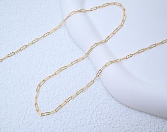 14K Gold Filled Paper Clip Chain, 2mm DIY Jewelry Making