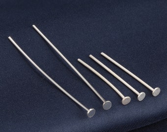 Sterling Silver Flat Eye Pins Eyepin, Silver Headpins, 925 Silver T-pin, Silver Eye Pin, Jewelry Findings Thick 1mm, Length 30mm 52mm