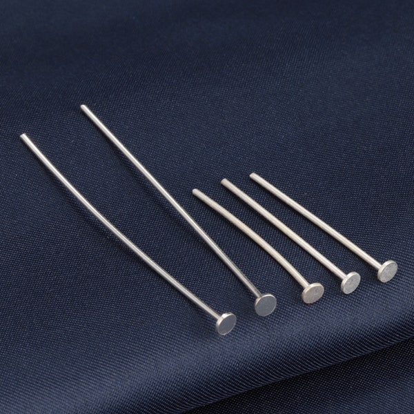 Sterling Silver Flat Eye Pins Eyepin, Silver Headpins, 925 Silver T-pin, Silver Eye Pin, Jewelry Findings Thick 1mm, Length 30mm 52mm