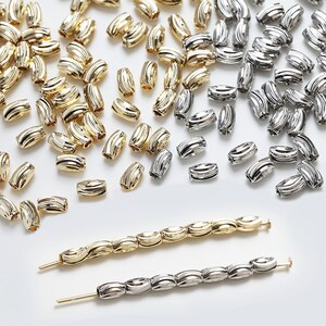 14K Gold Plated Tube Bead, Spiral Bead, Corrugated Bead, Straight Hole Bead, Pony Bead, Bracelet Spacer, Shiny Tube Bead, Vibrant Bead