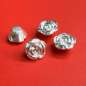 Sterlingzilveren rooskralen, bloemkraal, bloemenkraal, bloesemkraal, boeketkraal, armband afstandhouder, romantische kraal, valentijnkraal 10 mm