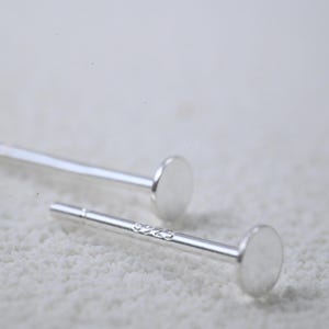 Tiges de boucle d'oreille en argent sterling, coussin plat, composant de boucle d'oreille DIY image 2