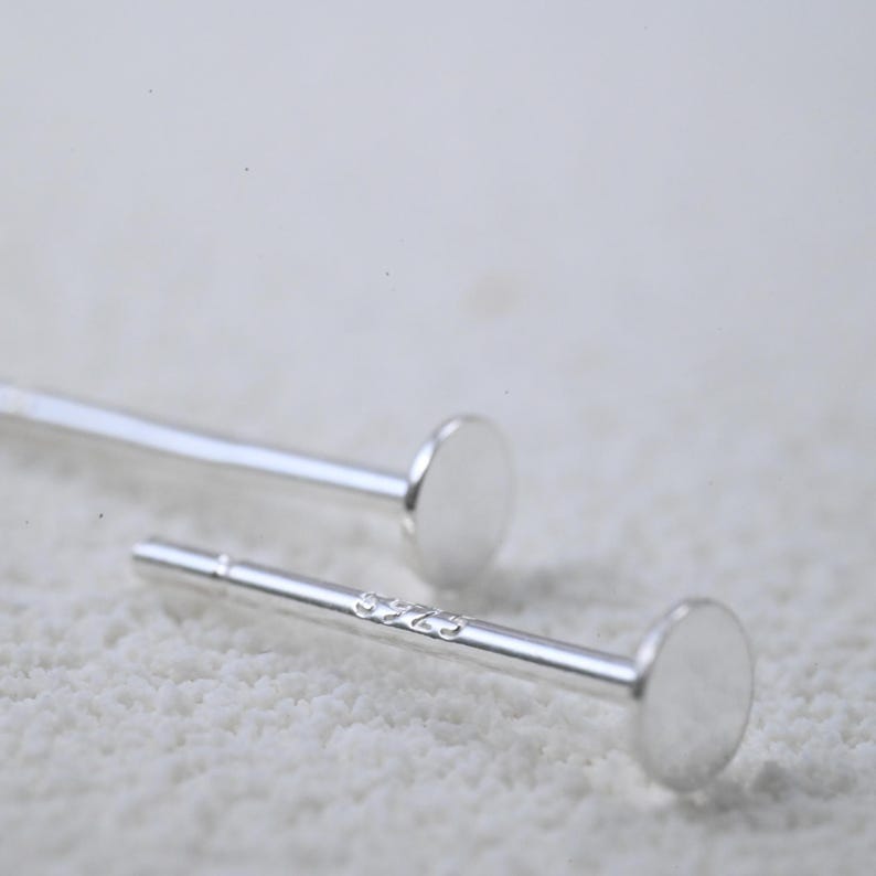 Tiges de boucle d'oreille en argent sterling, coussin plat, composant de boucle d'oreille DIY image 2
