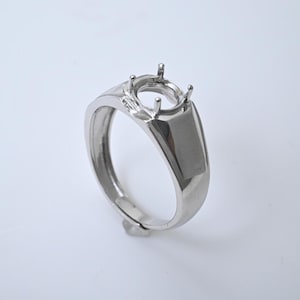 Bague ronde en argent sterling, griffes, anneau cathédrale mat