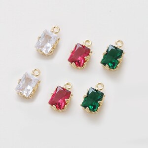 14K guldpläterad CZ rektangelberlock, smyckestillverkning (6 x 11 mm)