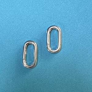 Sterling Silver Oval Clasp, 925 Silver Hinged Ring Push Clasp, Spring Clasp, Oval Connector, Holder Clasp For Connector Necklace Bracelet