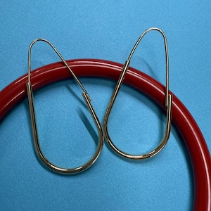 18K guldpläterade droppformade örhängeskrokar, geometriska öronkrokar (20 x 40 mm)