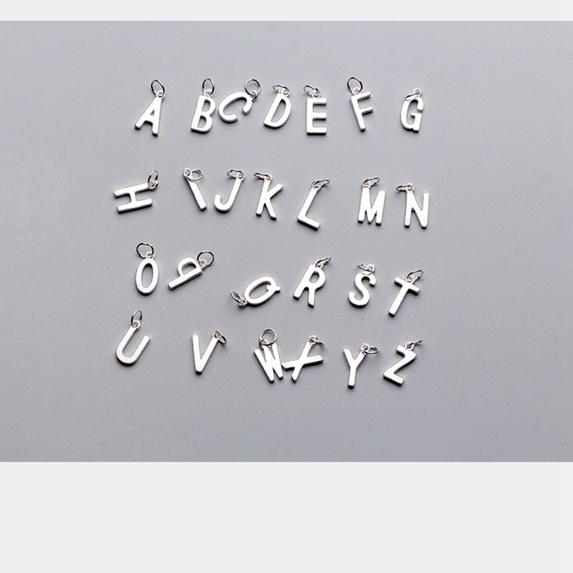 1pc Sterling Silver Initial Charm Letter Pendant S925 Silver Etsy