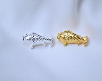 Sterling Silver Fish Bead, Bracelet Spacer, Sea Life Charm