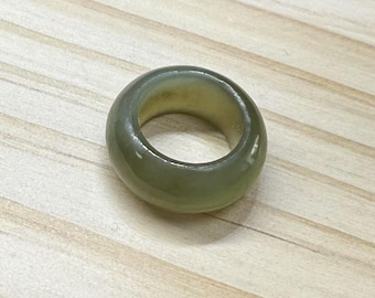 Natural Nephrite Green Jade Donut Pendant, Healing Stone (15mm 17mm)