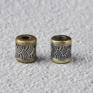 Sterling Silver Tube Beads, Tribal Bead, Ethnic Bead, Indigenous Bead, Boho Bead, Bracelet Spacer, Native Bead,Handmade Tribal Bead 11*9.8mm