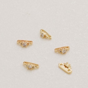 10pcs 14K Gold Tone CZ Spacer Bar Connector, Floral Bar Separator For 2 Strands, Double Row Clasp, 2 Holes Slider Bead Connector