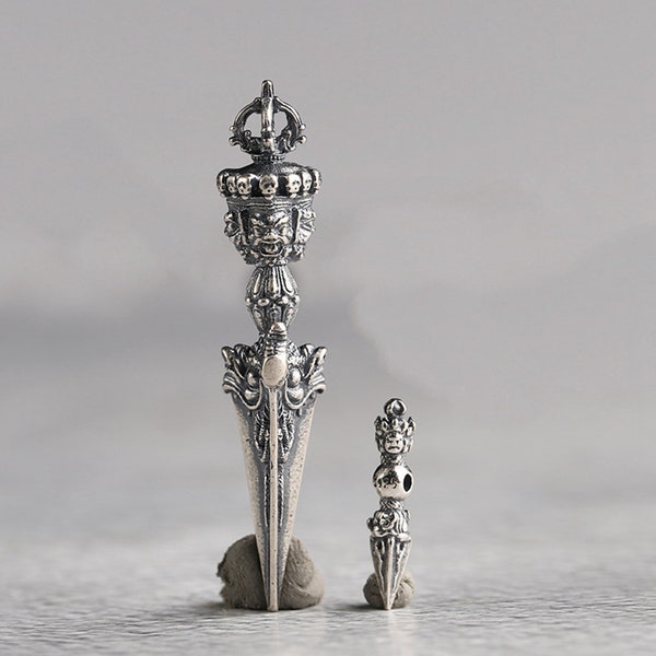 1pc Sterling Silver Phurba Dagger Pendant, Silver Dorje Vajra Dagger Pendant, Vintage Dagger Pendant, Necklace Pendant Jewelry, Mens Pendant