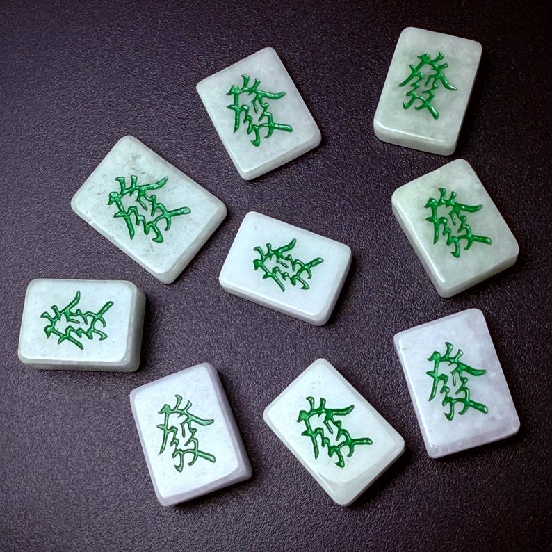 Green Jade Mahjong Tile Charm, Board Game Pendant image 12