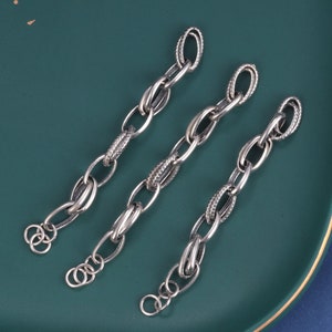 Sterling Silver Cable Extension Chains, 925 Silver Cable Chain Extenders, Necklace Extender Chains, Cable Extension 90mm
